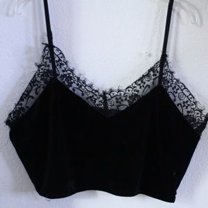 Black Velvet Lace Crop Cami Top